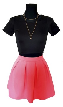 КОМПЛЕКТ БЛУЗКА ВЕРХ + ЮБКА КОМПЛЕКТ НЕОН РОЗОВЫЙ с МЕСТАМ M