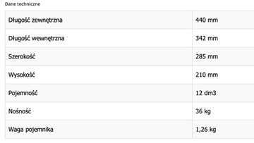 Skrzynka pojemnik warsztatowy kuweta 441x290x213