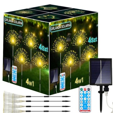 4x LAMPA SOLARNA OGRODOWA LED drzewko dmuchawiec fajerwerki 480LED z pilot