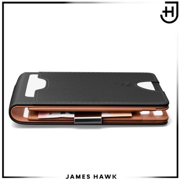 James Hawk Smart Wallet skórzany portfel męski Slim 1,5 cm Czarny Brąz RFID