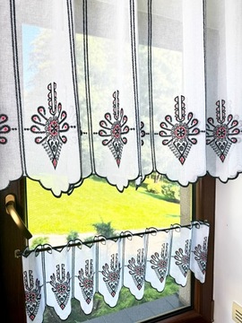 Firanka Góralska Folk Kuchnia Biała Zazdrostka Haft Parzenica wysokość 30