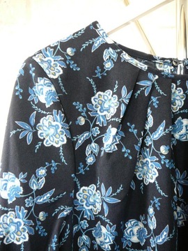 Granatowa sukienka w kwiaty - 36 S - H&M