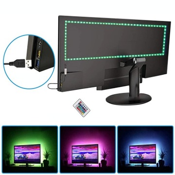 RGB СВЕТОДИОДНАЯ ЛЕНТА USB 5M ПОДСВЕТКА ТВ + 5В ПУЛЬТ ДИСТАНЦИОННОГО УПРАВЛЕНИЯ