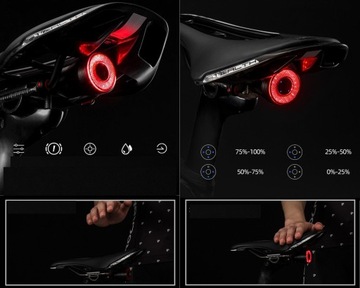 Светодиодный задний велосипедный фонарь ROCKBROS Q5 USB 400 мАч ТОРМОЗНОЙ ДАТЧИК - СТОП