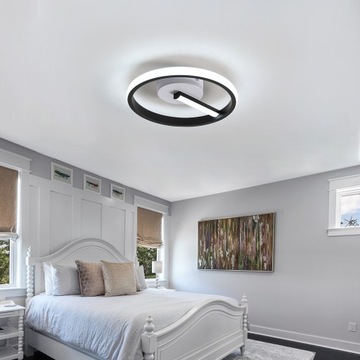 СВЕТОДИОДНЫЙ ПОТОЛОЧНЫЙ СВЕТИЛЬНИК КРУГЛЫЙ ЧЕРНЫЙ 6500К СОВРЕМЕННЫЙ ДЛЯ ГОСТИНОЙ