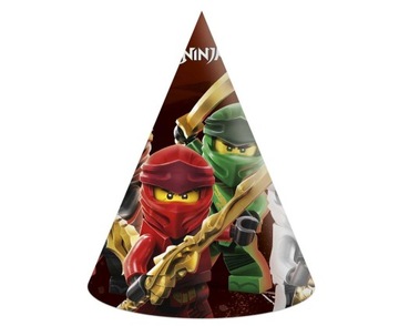 CZAPECZKI URODZINOWE PAPIEROWE LEGO NINJAGO 6SZT