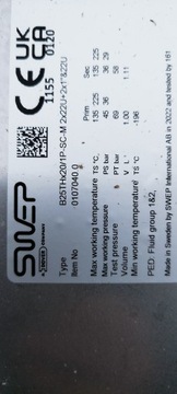 Пластинчатый теплообменник Swep B25THx20 для тепловых насосов