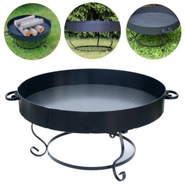 DUŻE PALENISKO OGRODOWE GRILL 80cm + MISA PALENISKOWA STALOWA OGNISKO XXL