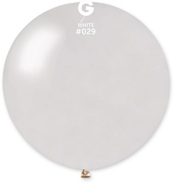 Balon Gigant Kula Biała Metaliczna Ślub 80 cm