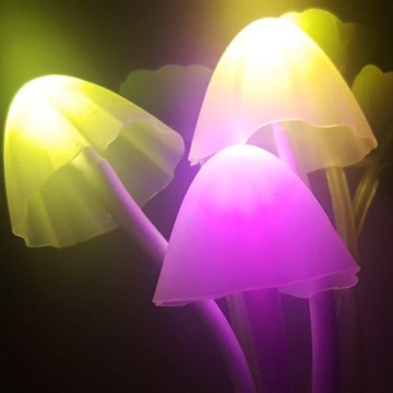 ЦВЕТНОЙ СВЕТОДИОДНЫЙ НОЧНИК, ДАТЧИК СУМЕРКИ, ГРИБ