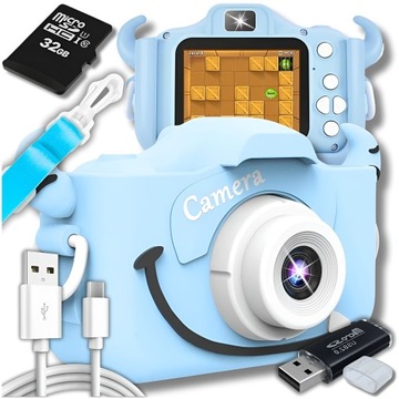 APARAT FOTOGRAFICZNY CYFROWY DLA DZIECI 40Mpx KAMERA ZABAWKA GRY+KARTA 32GB