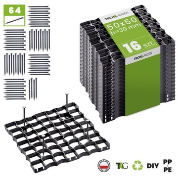 16x Kratka Trawnikowa Parkingowa 50x50x3 + 64kotwy
