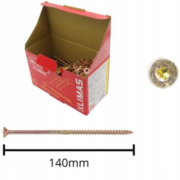 WKRĘTY CIESIELSKIE DO DREWNA KMWHT TORX ŁEB STOŻKOWY 6,0x140 TORX 100szt