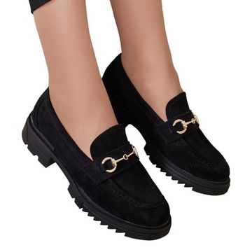 CZARNE MOKASYNY DAMSKIE Z OZDOBĄ IMERILLA 39