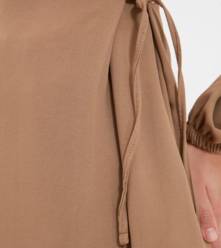 Trendyol brązowa długa tunika bluzka z rozcięciami M