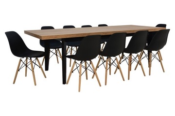 NOWOCZESNY Zestaw DUŻY stół+10 krzeseł czarne-LOFT