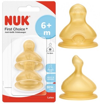 Nuk First Choice + smoczek do butelki 6m+ M 2szt 0