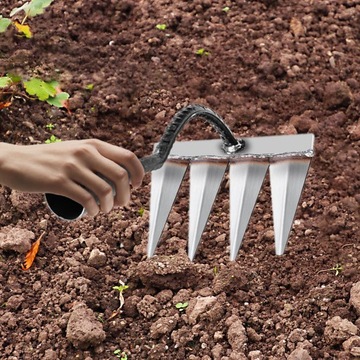 Грабли для удаления сорняков. Грабли для газона и листвы. Грабли для приусадебного участка, 4 зубца.