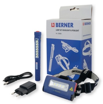 BERNER ZESTAW LAMP LED LAMPA CZOŁOWA CZOŁÓWKA + PENLIGHT ŁADOWARKA LAMPKA