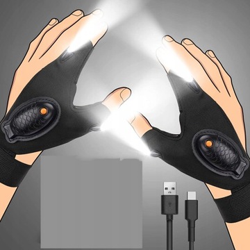 Светодиодный фонарик Рыболовные перчатки 2 шт + USB