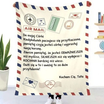 Koc, list od tata do córki, koc w stylu wiadomości