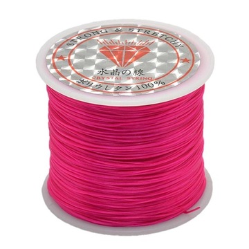 Elastyczny sznurek do bransoletki 0,5 mm Rozciągliwy do wyrobu biżuterii i różowo-czerwony