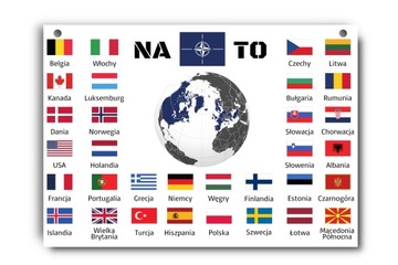 Tablica edukacyjna państwa NATO flagi państw A4