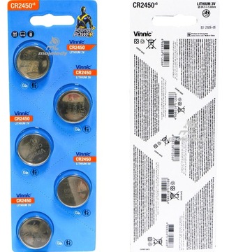 5x Bateria LITOWA Vinnic CR2450 3V 2450 ważność do 2028r