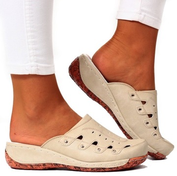 KLAPKI DAMSKIE BUTY ORTOPEDYCZNE SZYTE SKÓRA