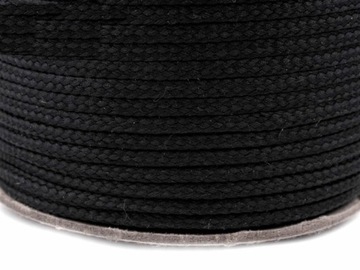 SZNUREK POLIESTER 5mm bez rdzenia CZARNY 100m