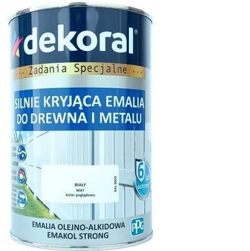 EMAKOL STRONG DO DREWNA I METALU BIAŁY MATOWY 0,9L