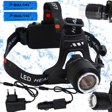 CZOŁÓWKA MOCNA LATARKA CZOŁOWA LAMPKA LED COB T6