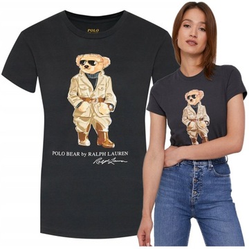 t-shirt polo ralph lauren premium damska koszulka czarna mis BEAR