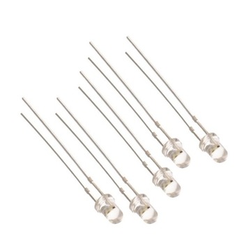 5x DIODA LED 3mm BIAŁA MIGAJĄCA CLEAR REZYSTOR 12V