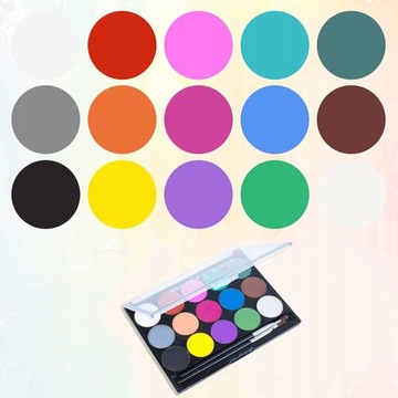 НАБОР КРАСОК ДЛЯ КРАСКИ ДЛЯ ЛИЦА ТЕЛО 15 ЦВЕТОВ + 2 КИСТОЧКИ