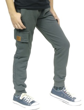 Spodnie dresowe Bojówki SUPER JAKOŚĆ 122 stalowe