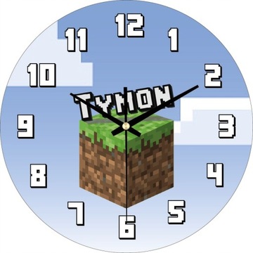 Zegar Ścienny z Imieniem Dziecka 30 cm Minecraft