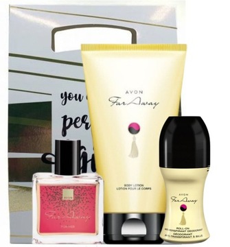 avon zestaw upominkowy FAR AWAY 4 szt woda balsam dezodorant
