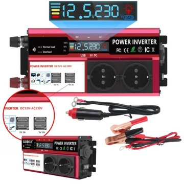 Przetwornica Samochodowa 12V do 230V DC-AC 500W/3000W SINUS Prąd