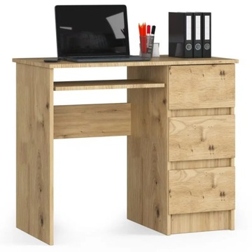 Biurko do gabinetu 90 cm dąb artisan 3 szuflady