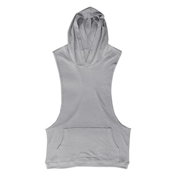 Mens Bodybuilding Hooded Tank Top Sleeveless Vest