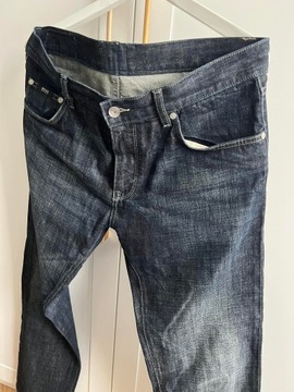 Spodnie jeansowe jeansy męskie HUGO BOSS niebieskie r. 34/32