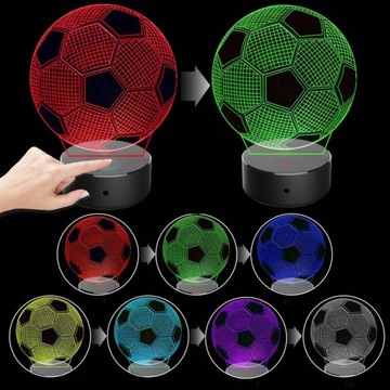 Ночник для детей Футбольный подарок Ваша надпись Гравировка имени + пульт дистанционного управления