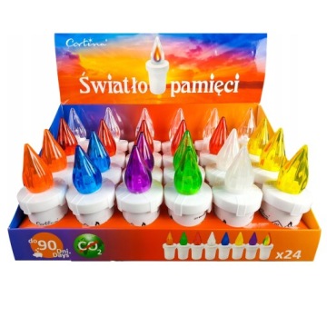 24x ŚWIECA WKŁAD WKŁADY ZNICZY ZNICZA ŚWIECE LED KOLORY BATERIE MIX KOLORÓW