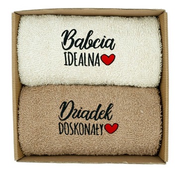PREZENT DLA BABCI I DZIADKA DZIEŃ BABCI ZESTAW RĘCZNIKÓW DLA DZIADKÓW