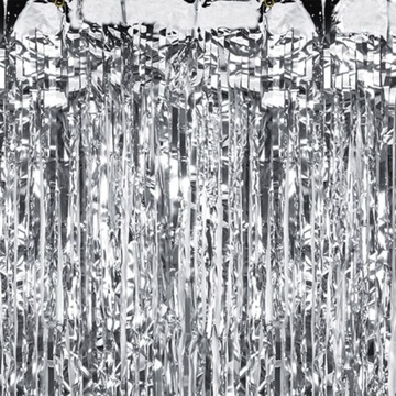 KURTYNA DEKORACYJNA SREBRNA 100X200CM FOTOBUDKA