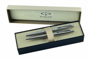 Перьевая и шариковая ручка Parker Jotter Steel в ПОДАРОЧНОМ КОРПУСЕ С ГРАВИРОВКОЙ