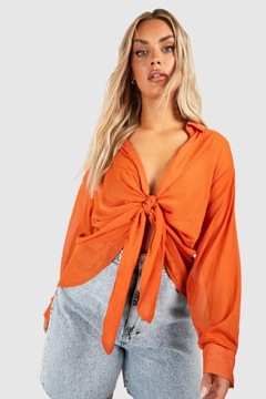 BOOHOO plus szyfonowa pomarańczowa koszula 54