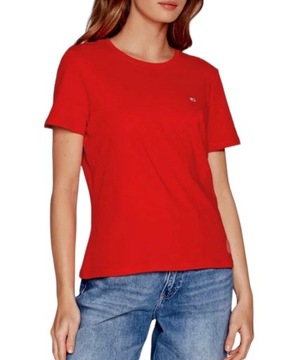 Tommy Jeans t-shirt koszulka damska Regular Fit czerwona DW0DW14616-XNL M