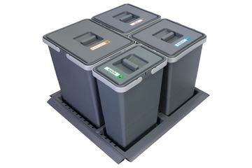 Sortownik śmieci METROPOLIS 4 kosze 2x12+18+8 l do szuflady 60cm segregator